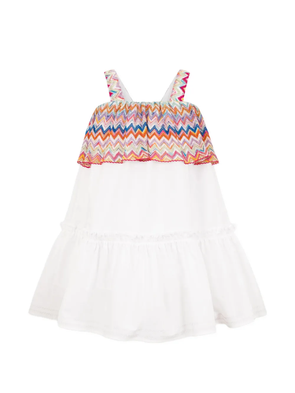 Zigzag-Trim Tiered Dress