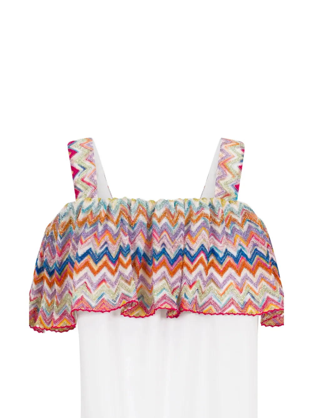Zigzag-Trim Tiered Dress
