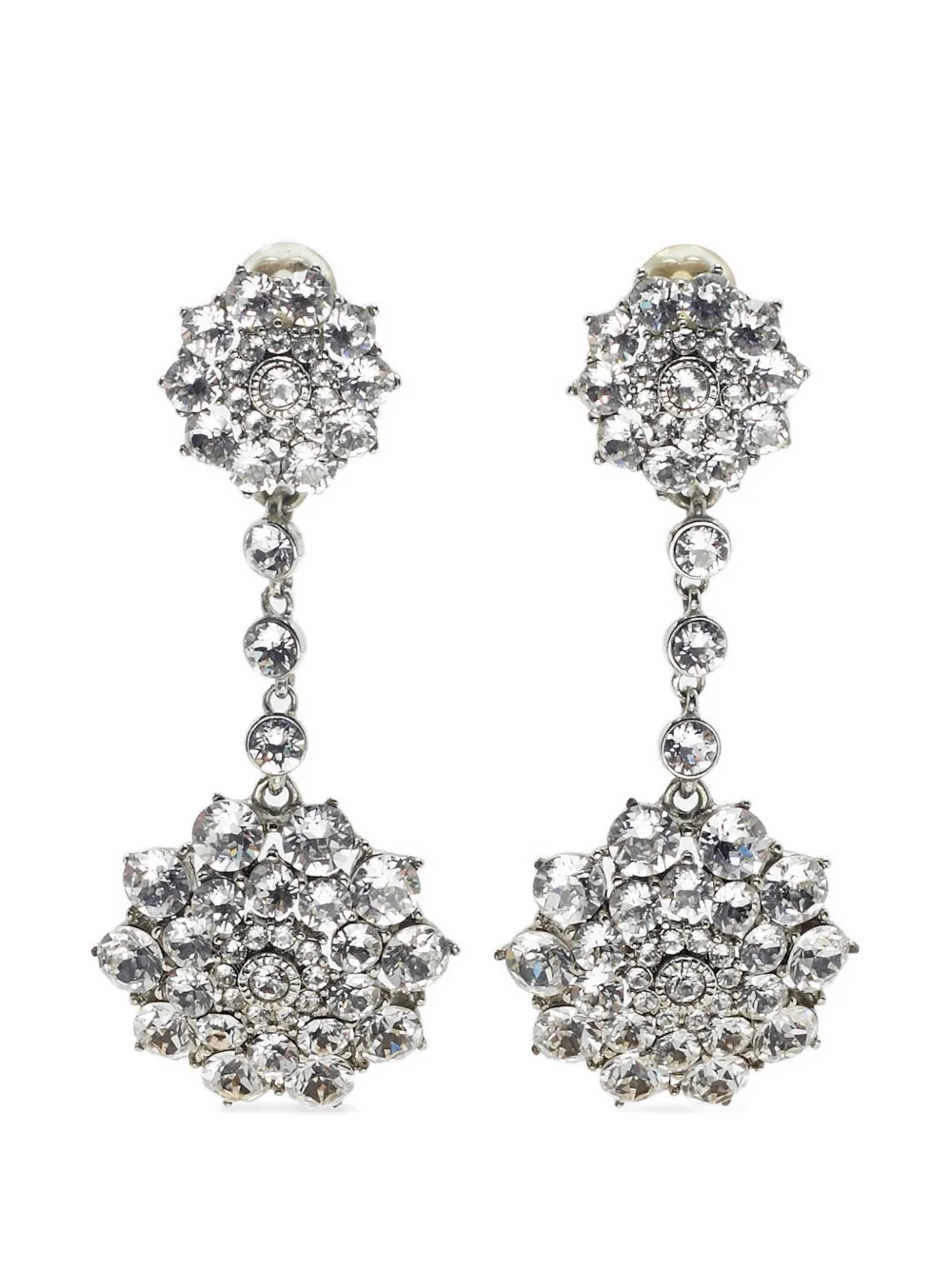 Oscar de la Renta Pre-Owned crystal-embellishment earrings - Argento
