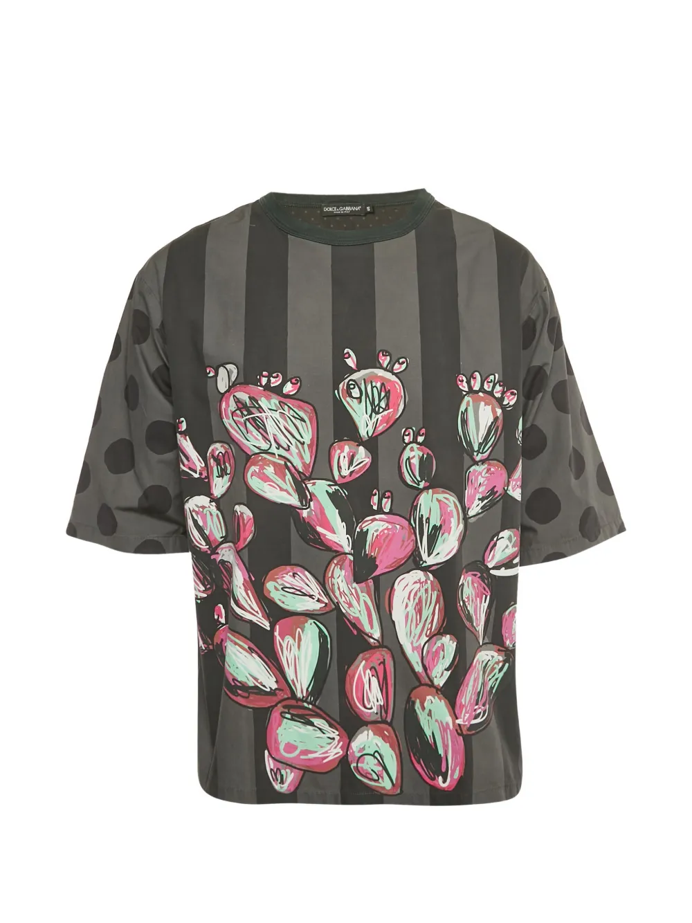 Dolce & Gabbana Pre-Owned printed striped T-shirt - Grigio