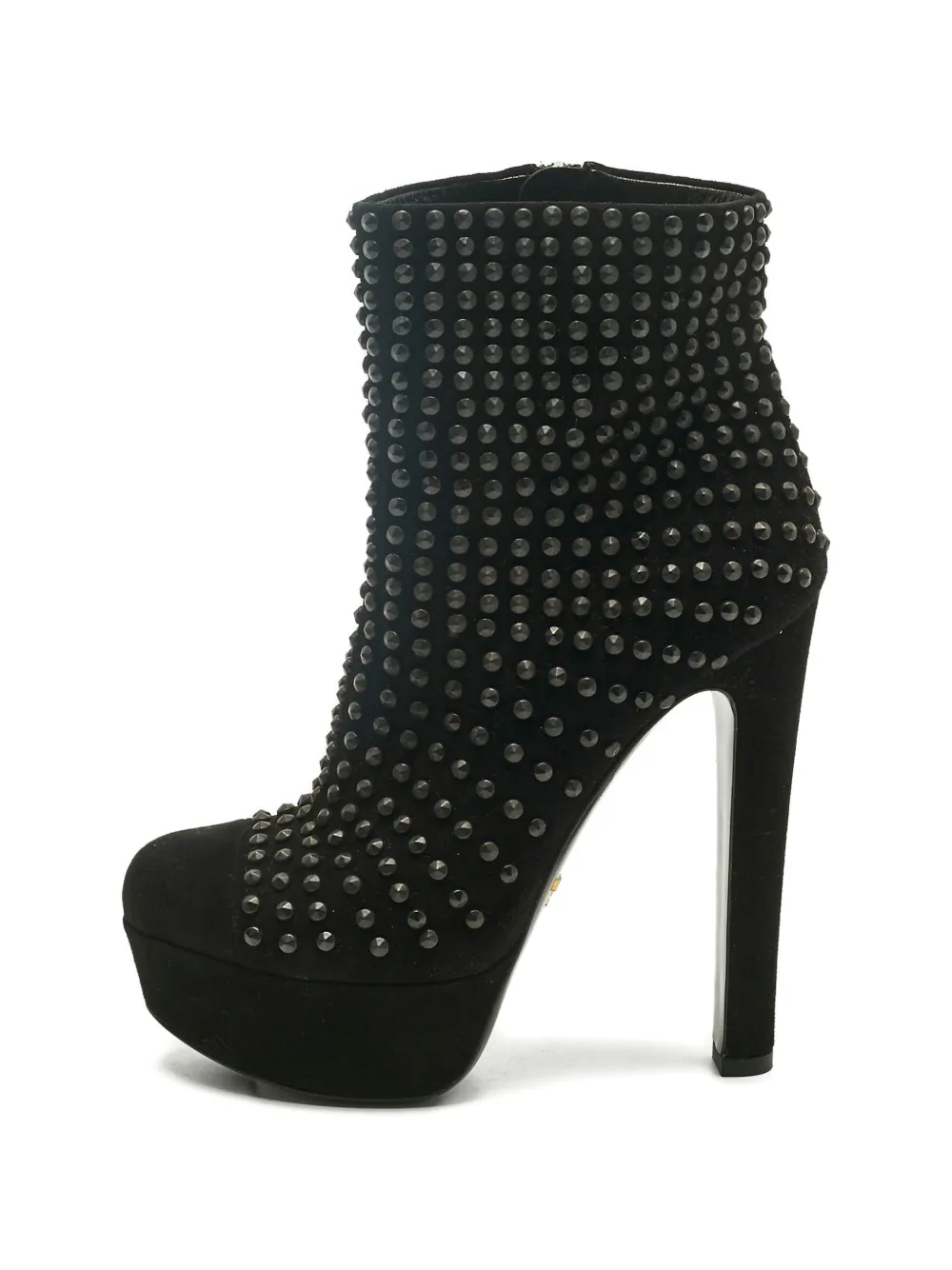 Pre-owned Prada Suede Studded Boots In Black