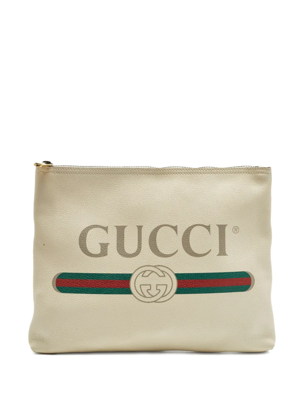 Gucci Pre-Owned leather logo makeup bag - Toni neutri
