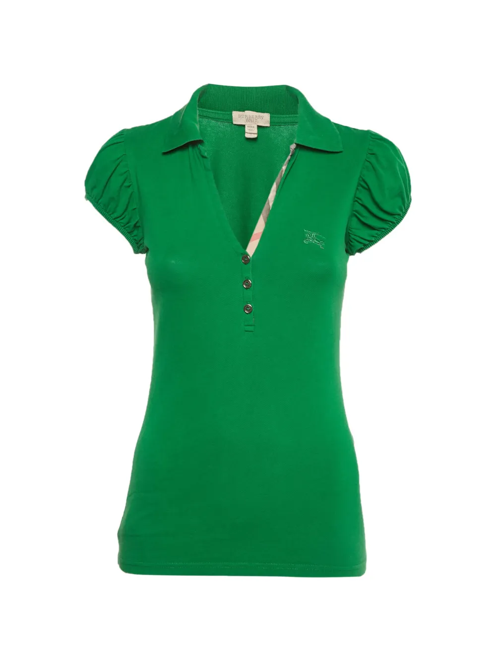 Burberry Pre-Owned piqué puff-sleeve polo shirt - Verde