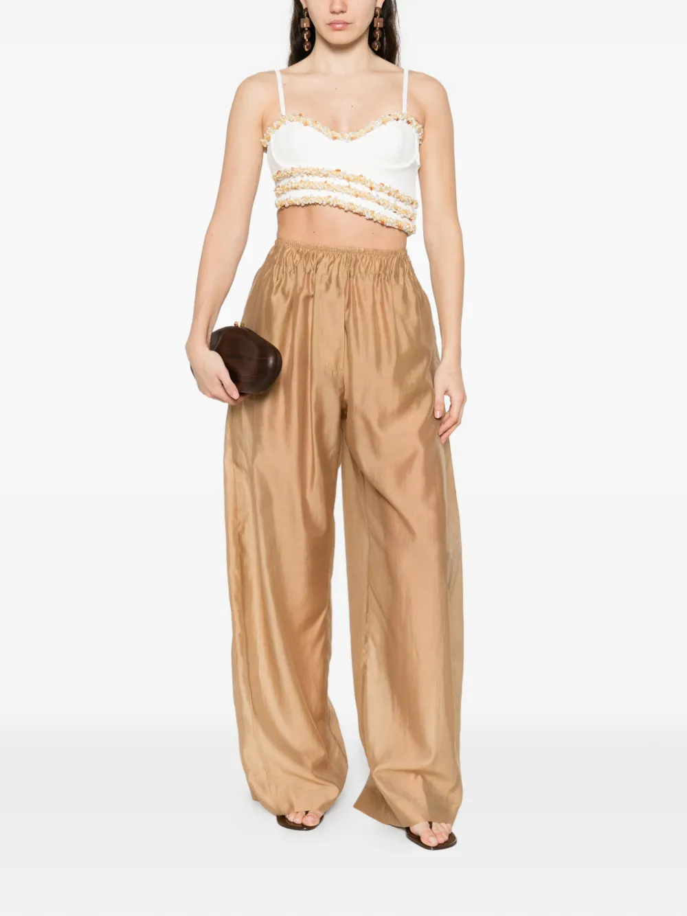  Patbo Jade Embellished Crop Top - Neutrals 