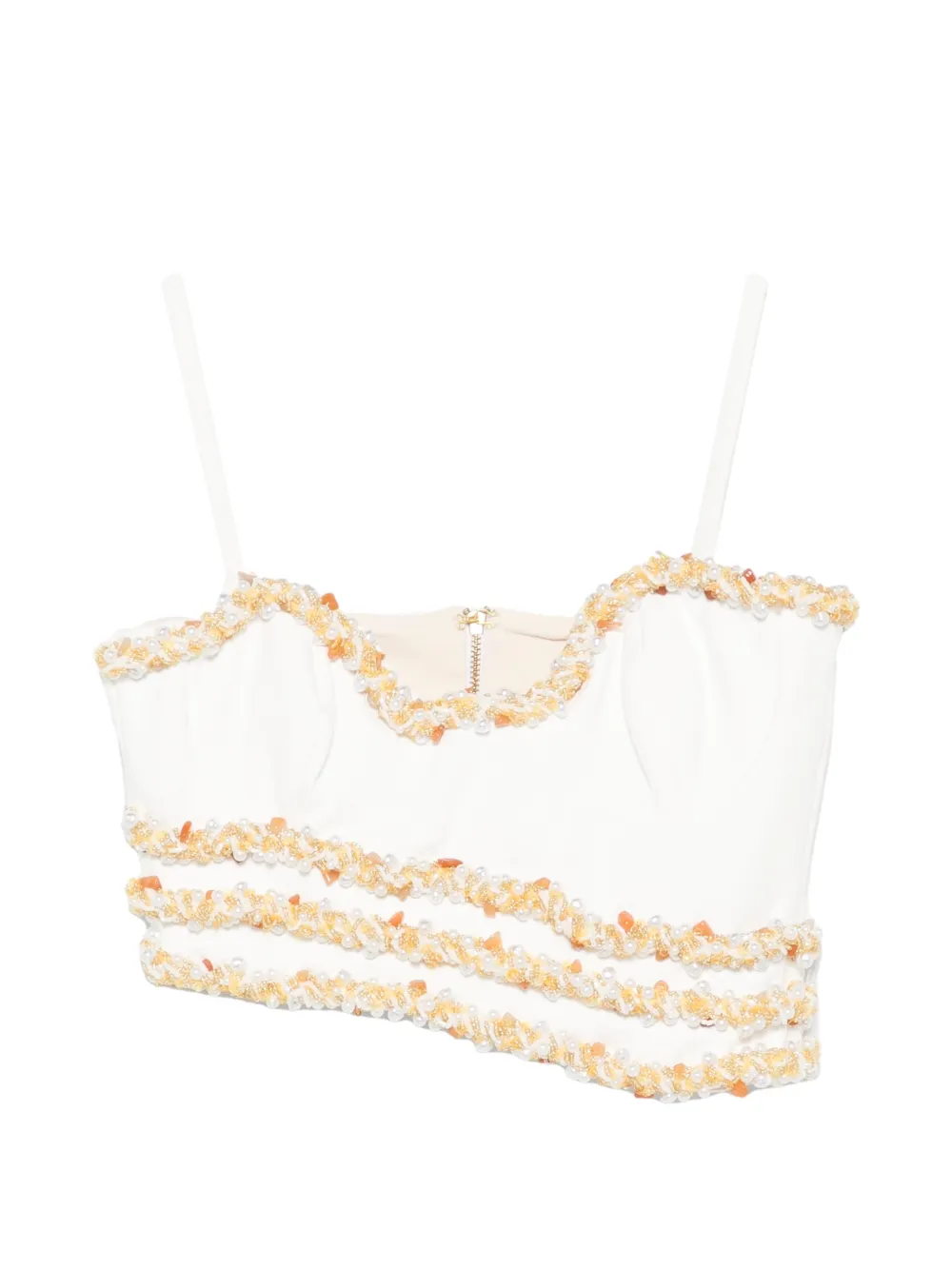 PatBO Jade embellished crop top - Toni neutri