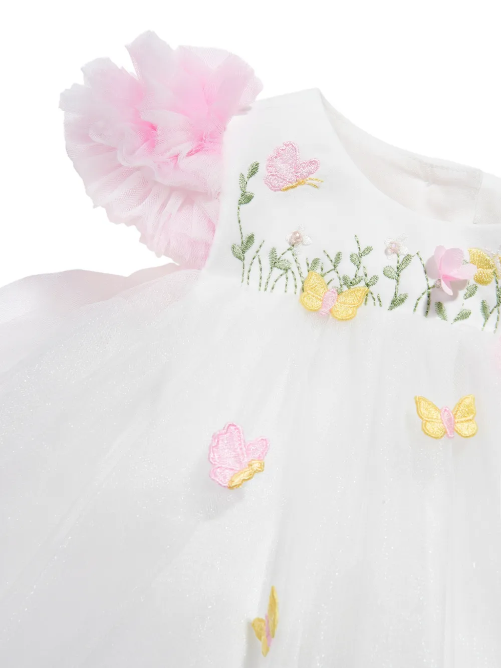 Dress & Fleur Jurk set met geborduurde tule Beige