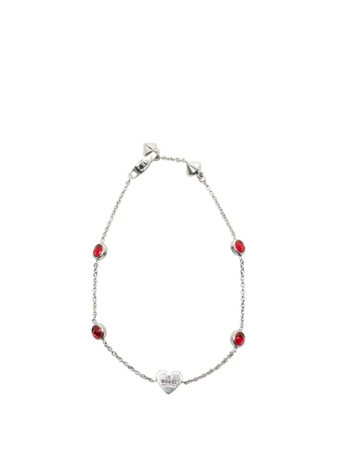 Gucci Pre-Owned 2000-2015 Sterling Silver Bejeweled Heart bracelet