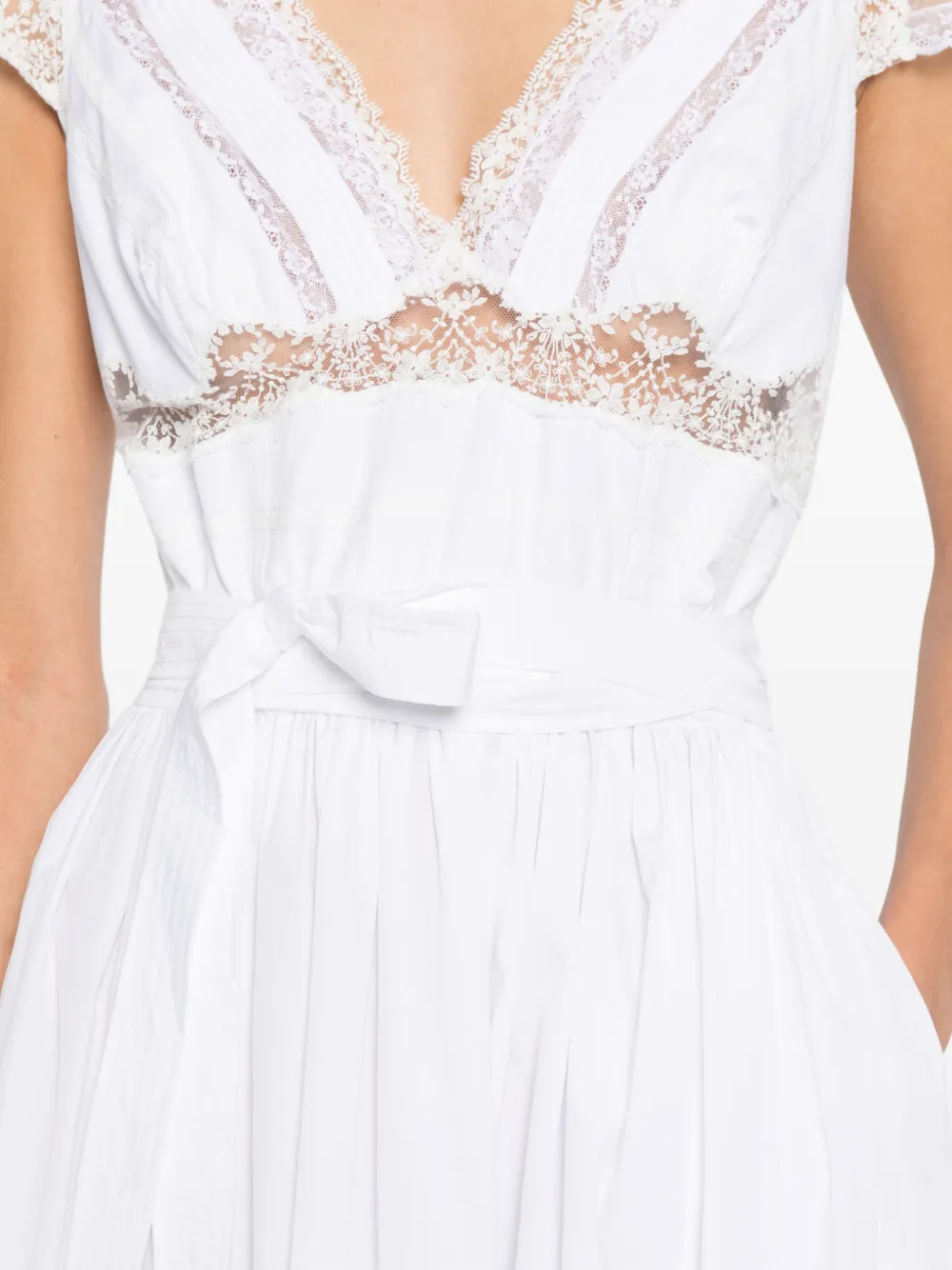 Ermanno Scervino Midi-jurk met kanten detail en V-hals Wit