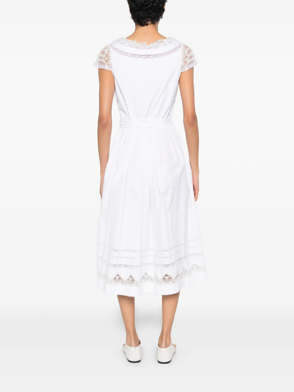 Ermanno Scervino Midi-jurk met kanten detail en V-hals Wit