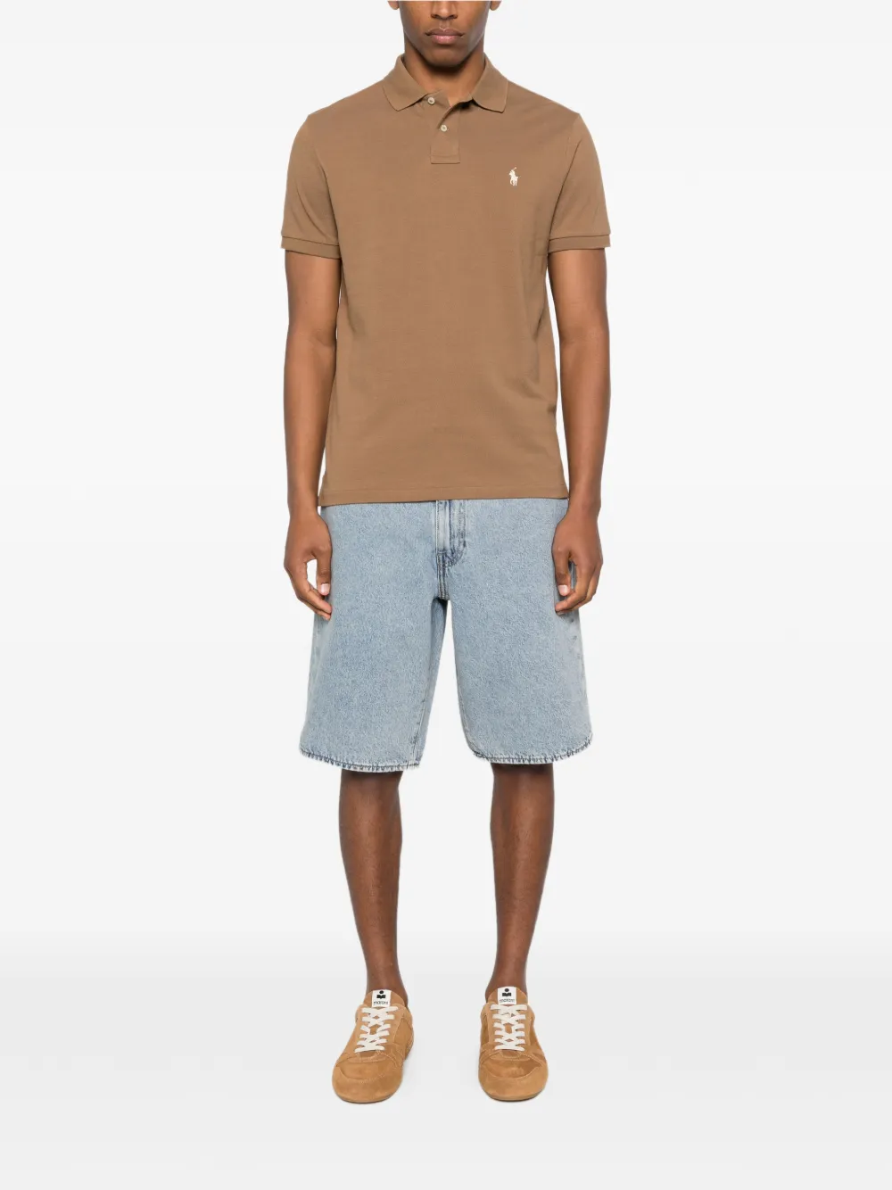 Polo Ralph Lauren Poloshirt met korte mouwen en knoop Bruin