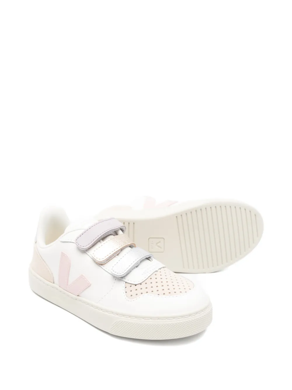 VEJA Kids V-10 leren sneakers met klittenband Wit