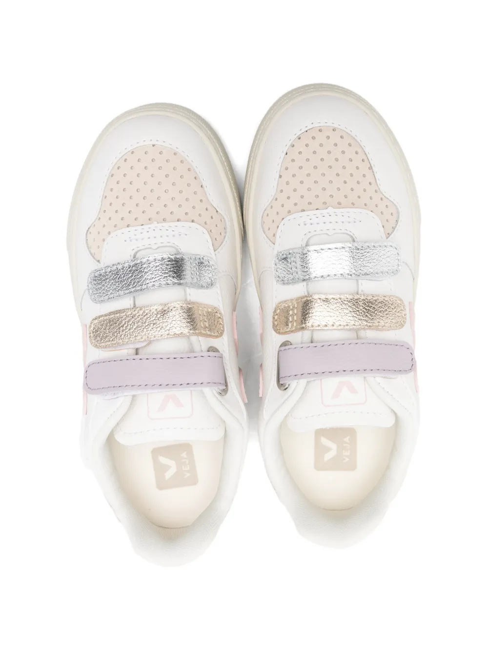 VEJA Kids V-10 leren sneakers met klittenband Wit