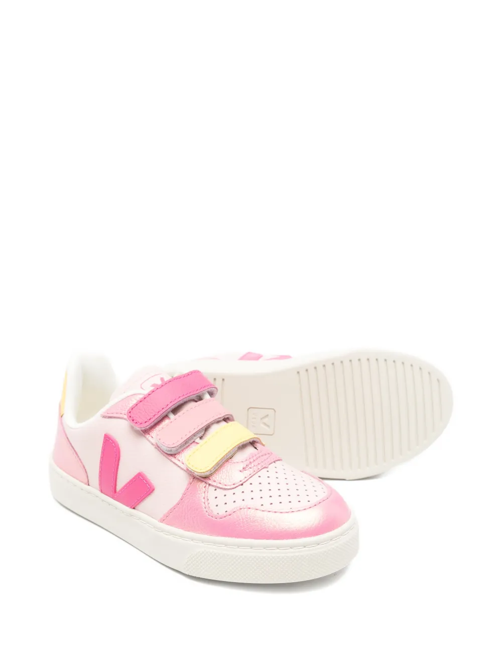 VEJA Kids V-10 leren sneakers met klittenband Roze