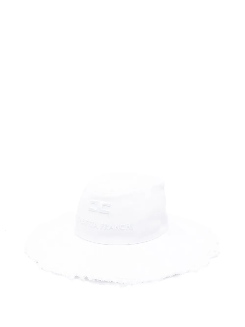 Elisabetta Franchi La Mia Bambina logo-embroidered frayed sun hat - Bianco