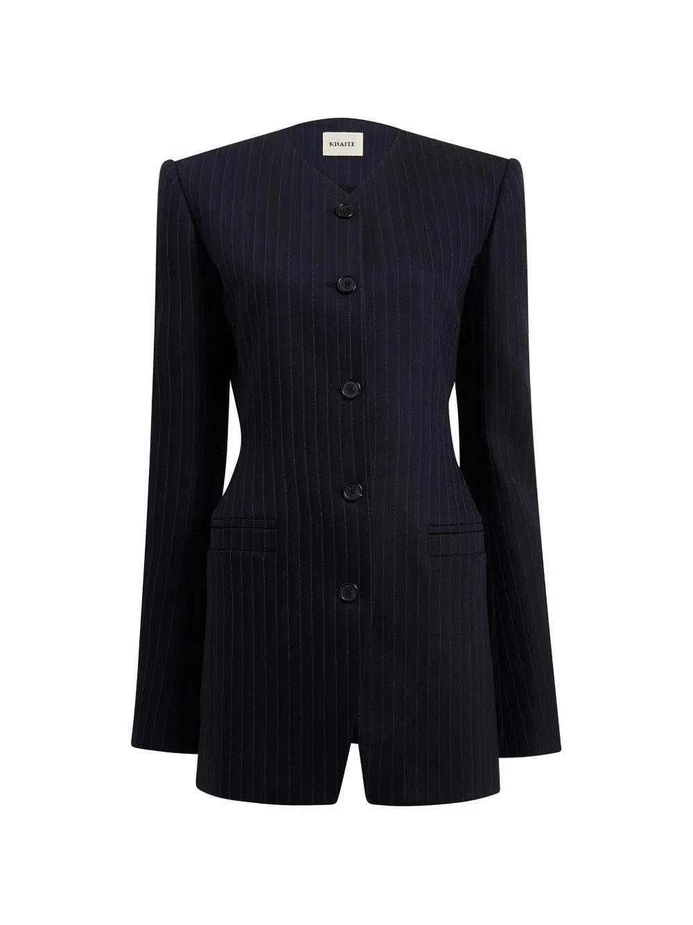 KHAITE Naran pinstripe button jacket - Blue