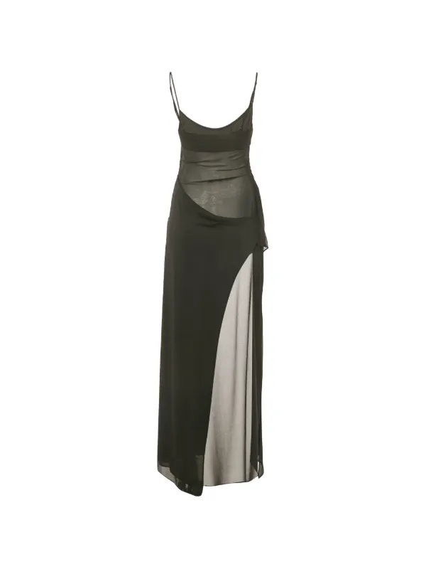 NBD Selina Draping Sleeveless Maxi Dress | Black | FARFETCH AE