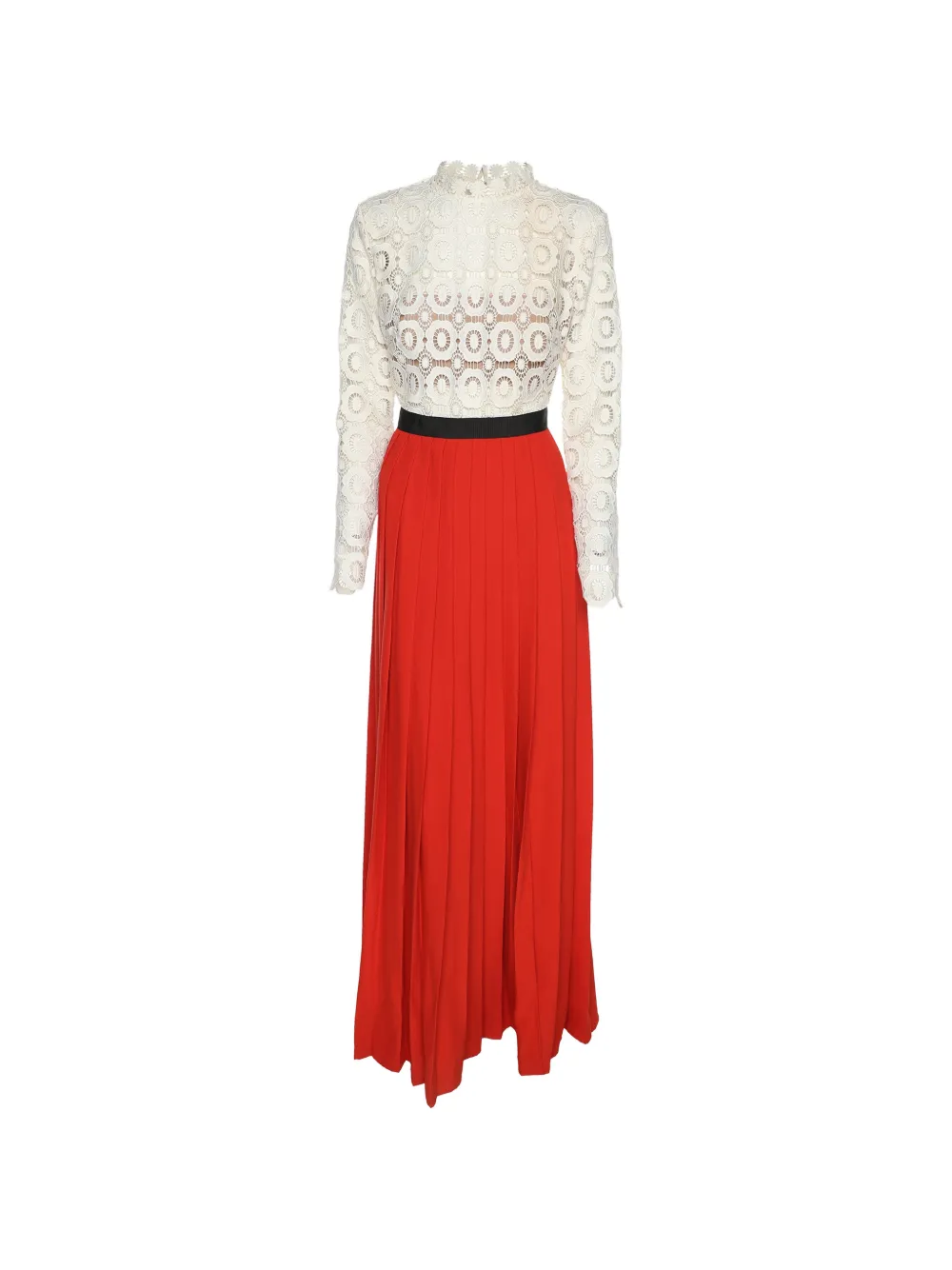 Self-Portrait floral-lace-detail pleated maxi dress - Rosso