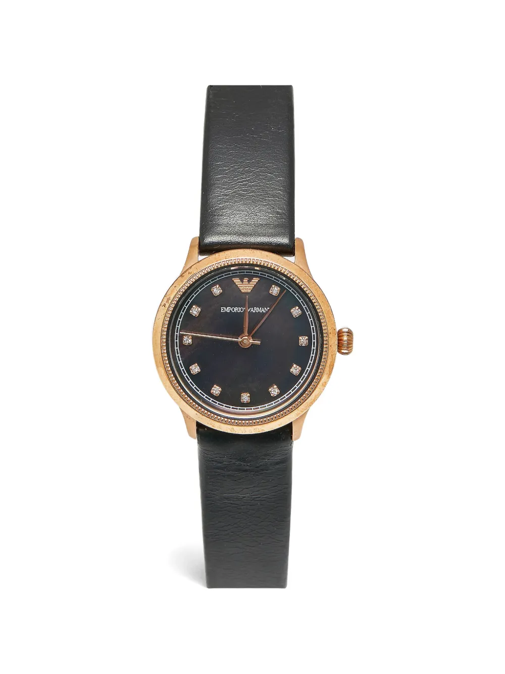 Pre-owned Emporio Armani Classic Leather 27mm Watch In Black