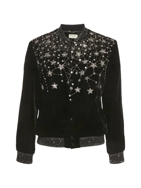 Saint Laurent Pre-Owned velvet embellished bomber jacket