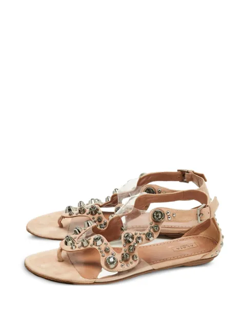 Alaïa Pre-Owned flats de gamuza con detalles de cristal