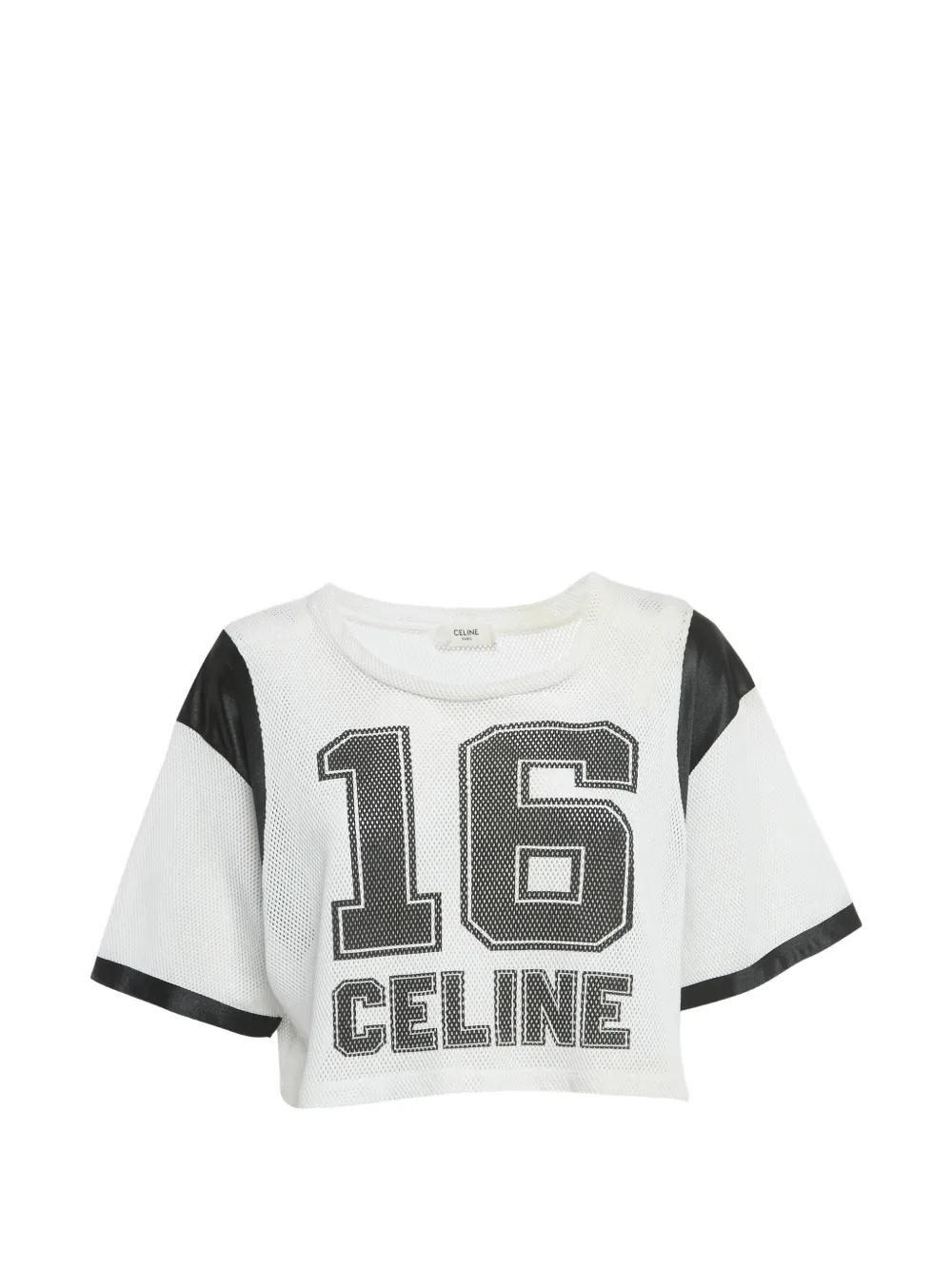 Celine Pre-Owned mesh printed crop top - Bianco