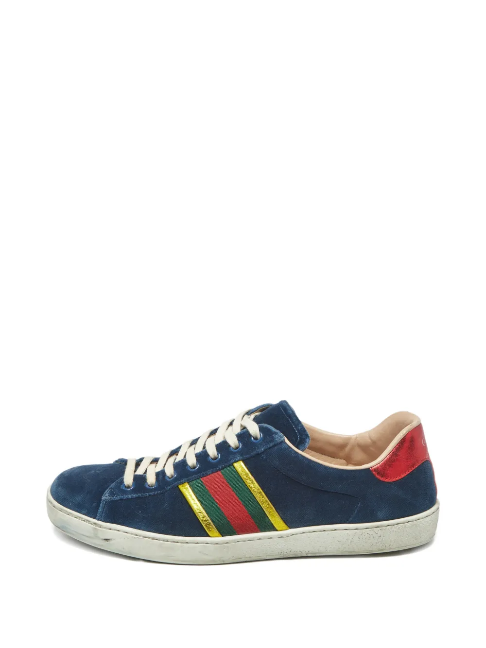 Gucci Pre-Owned velvet Web-detail sneakers - Blu