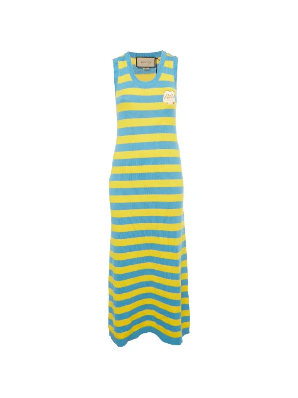 gucci blue and white striped dress Gucci Striped Wool Minidress In Ivory/navy/mix