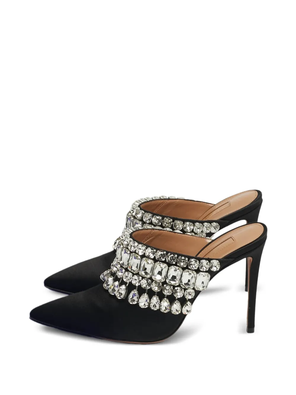 Aquazzura satin crystal sandals - Nero