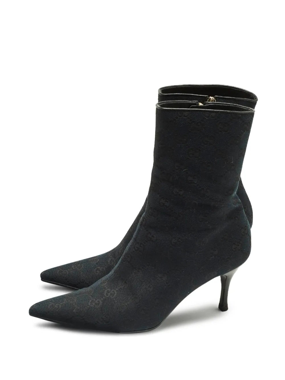 Gucci Pre-Owned canvas pointed ankle boots - Nero
