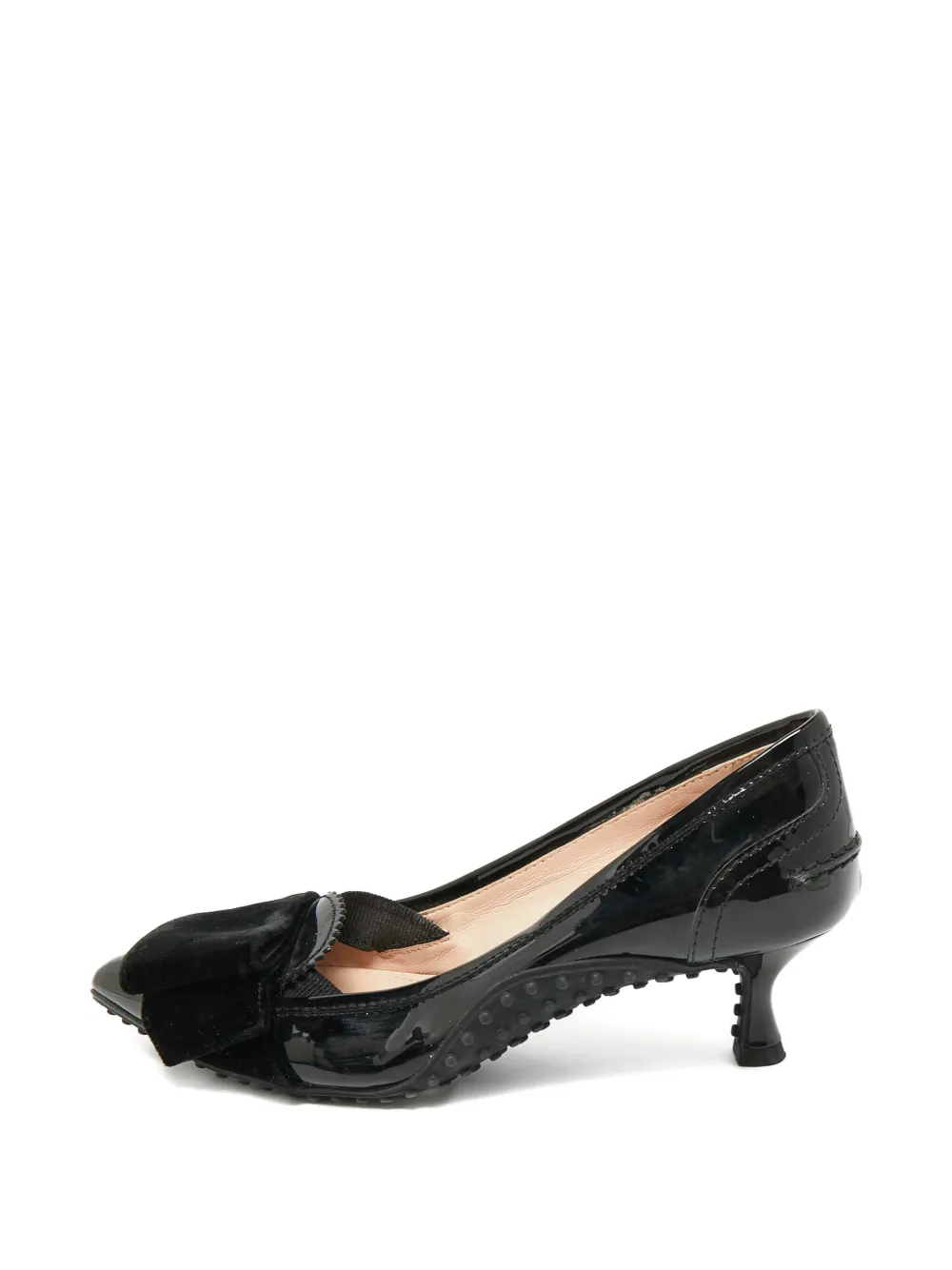 Tod's Vintage velvet-bow leather pumps - Nero