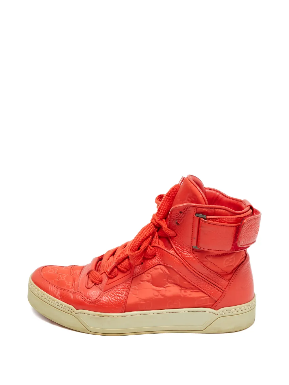 Gucci Pre-Owned nylon leather high-top sneakers - Rosso