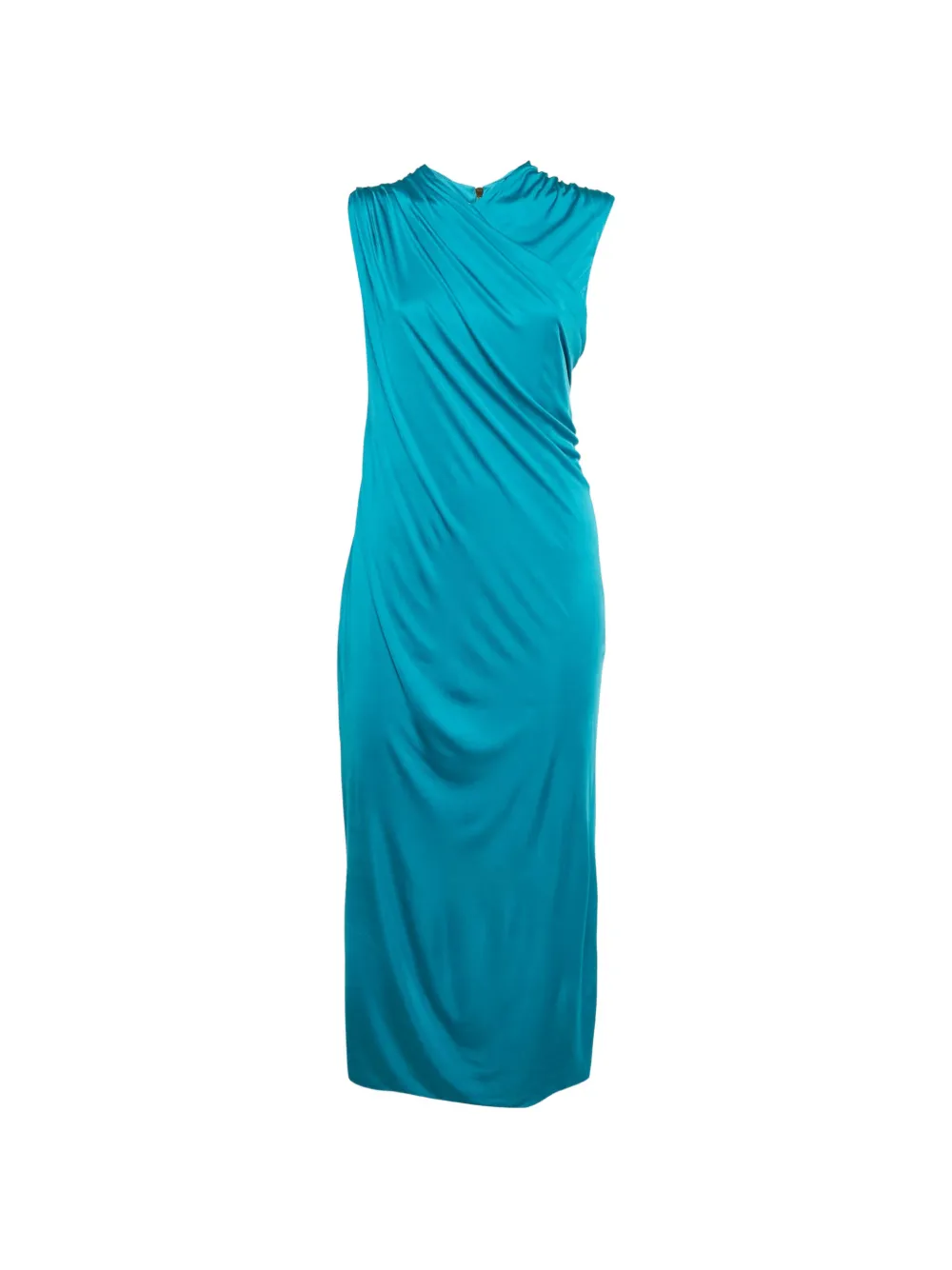 Pre-owned Versace Ruched Midi Dress In Blue
