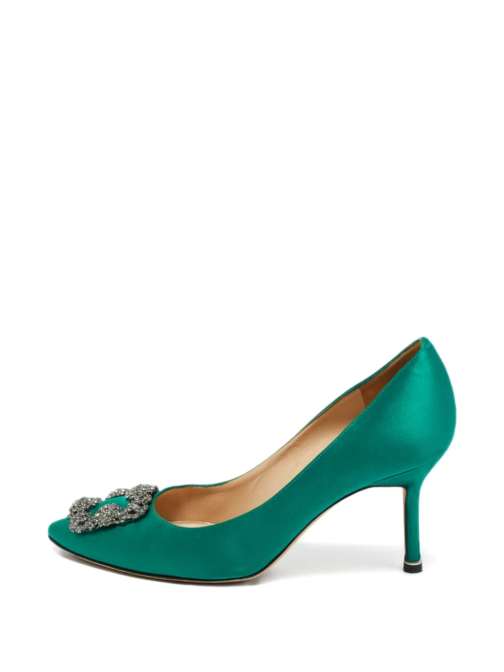 Manolo Blahnik satin crystal pumps - Verde