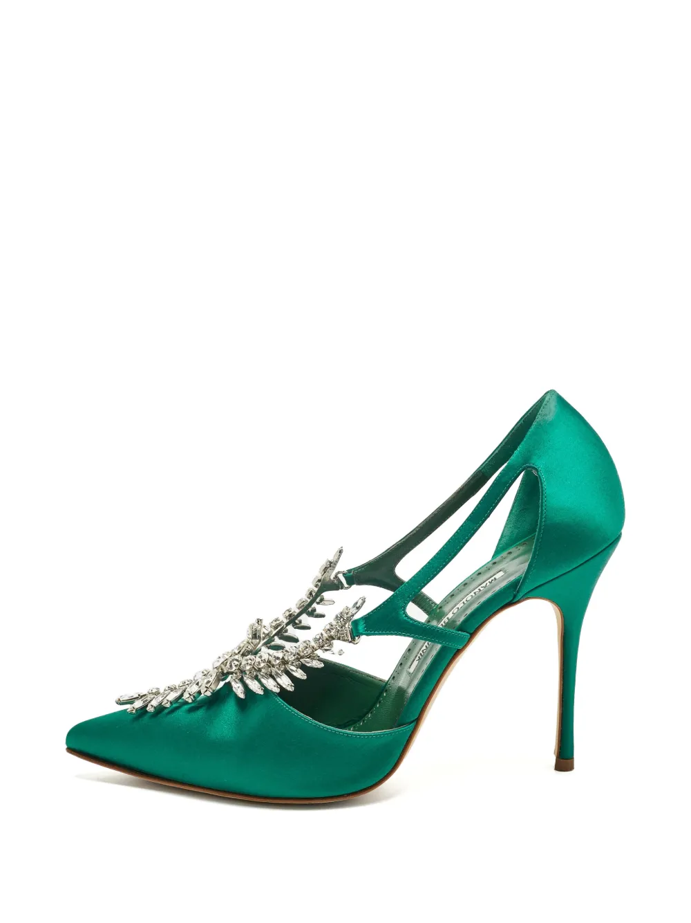 Manolo Blahnik Lala crystal-embellished satin pumps - Verde