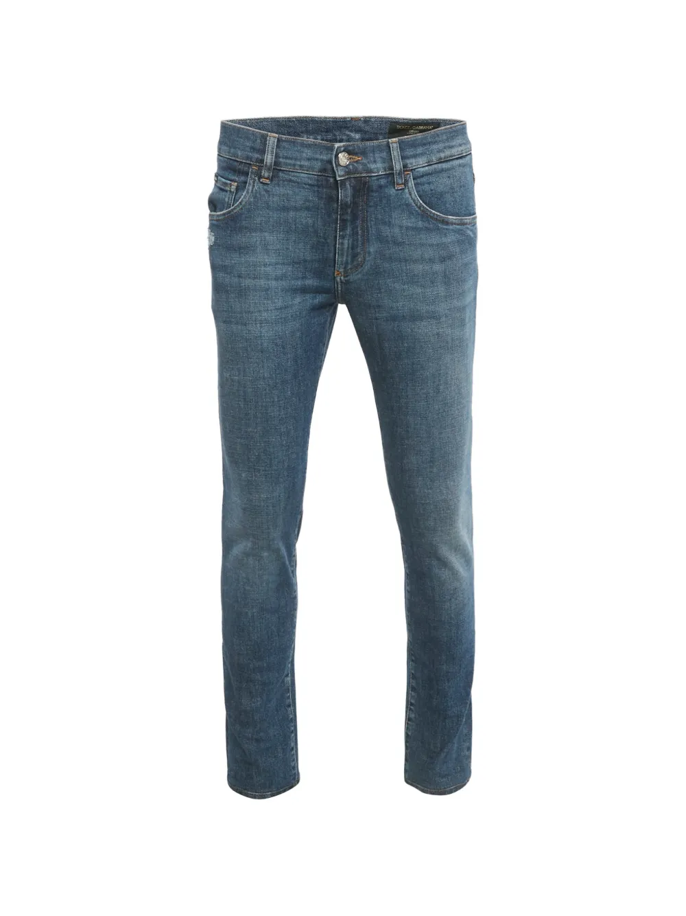 Dolce & Gabbana Pre-Owned logo-patch skinny jeans - Blu
