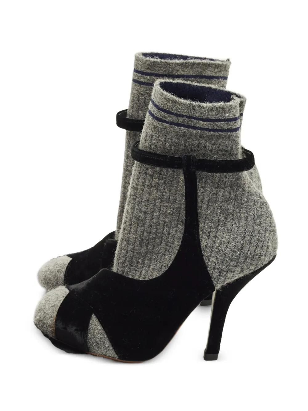 Fendi Pre-Owned velvet tweed boots - Grau