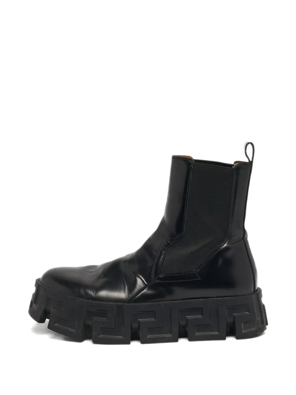Versace Pre-Owned Greca leather ankle boots - Nero