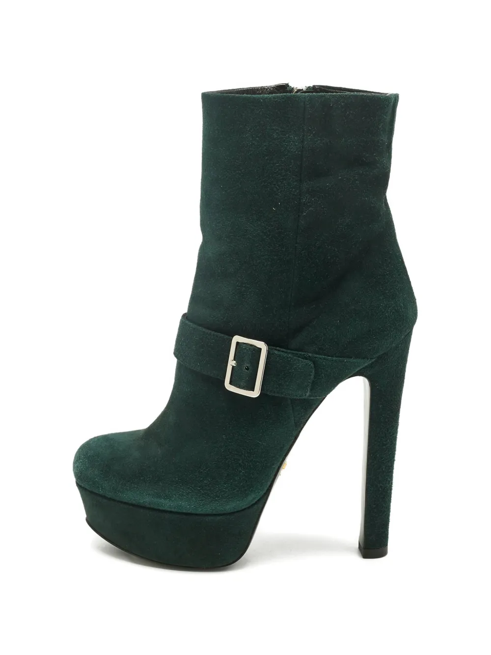 Pre-owned Prada Suede Platform Boots In Green
