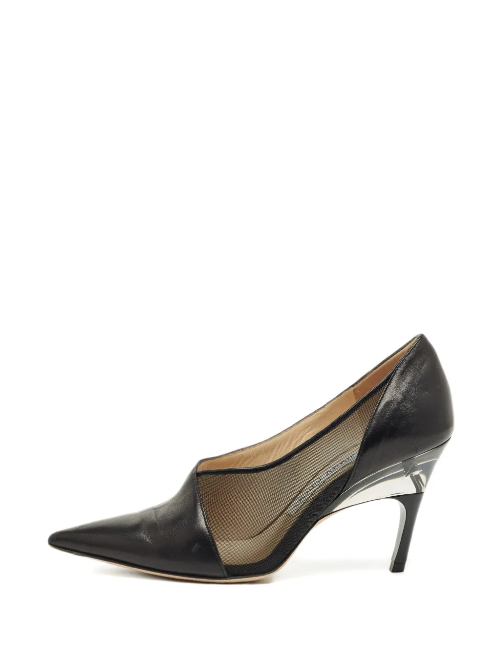 Jimmy Choo Pre-Owned leather mesh-detail pumps - Nero