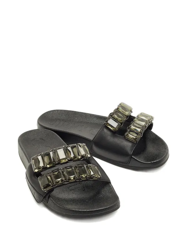Jimmy Choo Pre-Owned Fitz Crystal Sandals | Black | FARFETCH
