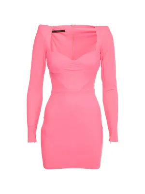 knee length dresses for ladies Embellished Long Sleeve Mini Dress in Blush - 6 / Regular main image 0
