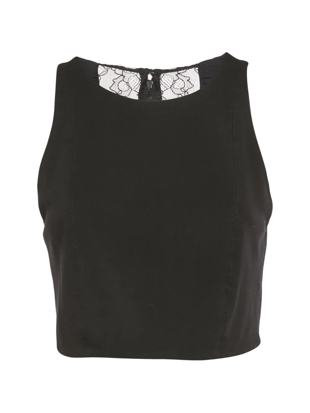 alice + olivia lace zip-up crop top - Nero