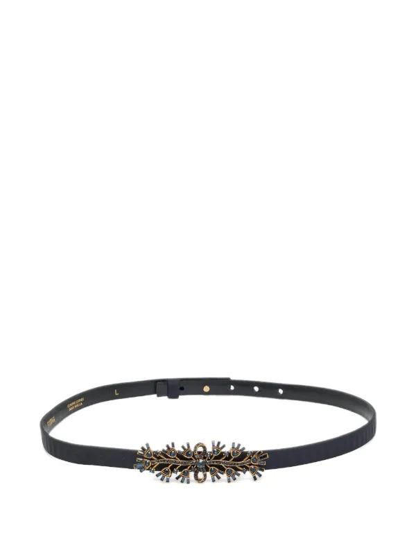 Oscar de la Renta Black‎ Satin Belt with Embellishments Oscar de la Renta Jewelled Belt in Black — UFO No More main image 2