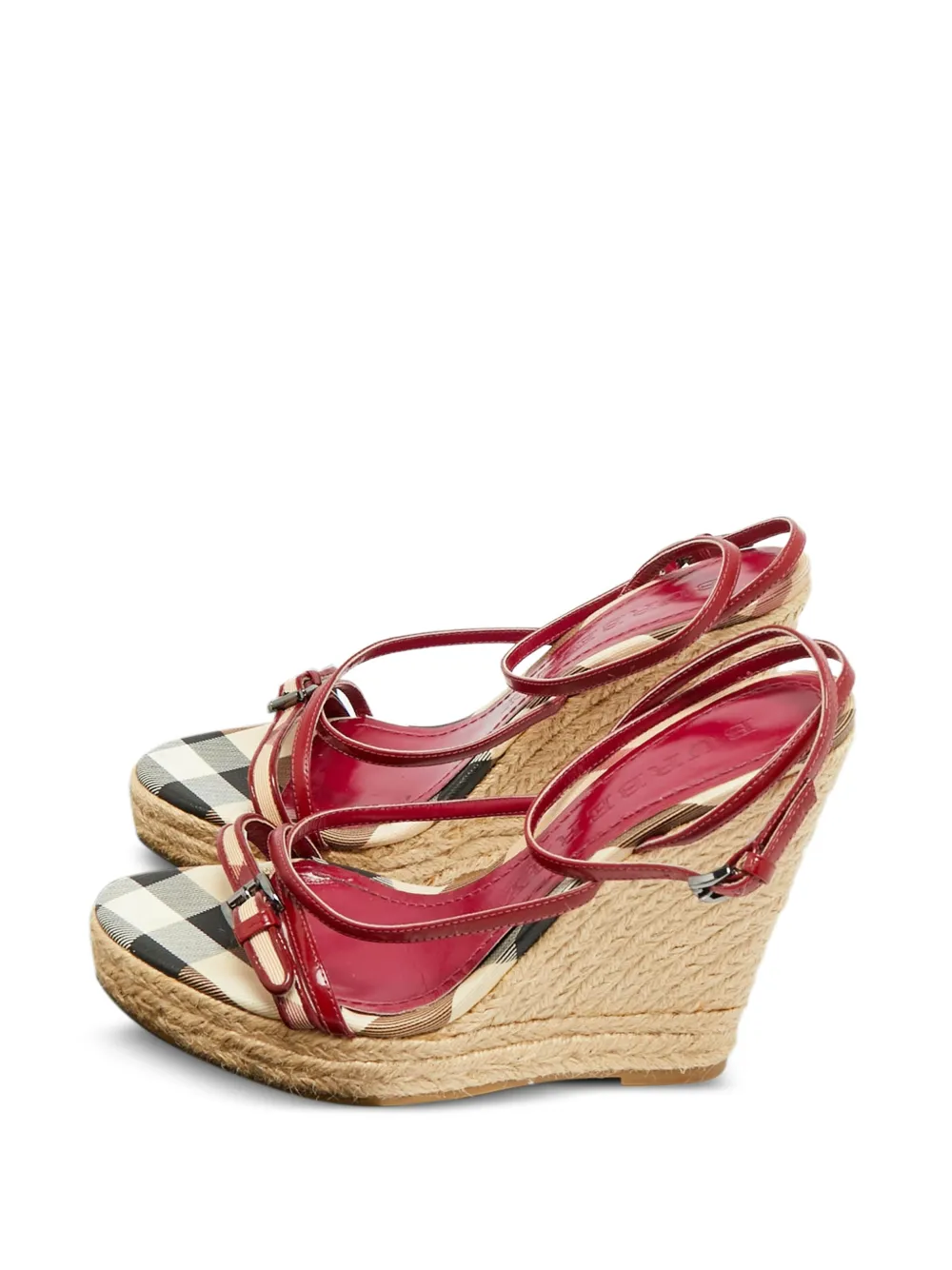 Burberry Pre-Owned leather wedge sandals - Rot