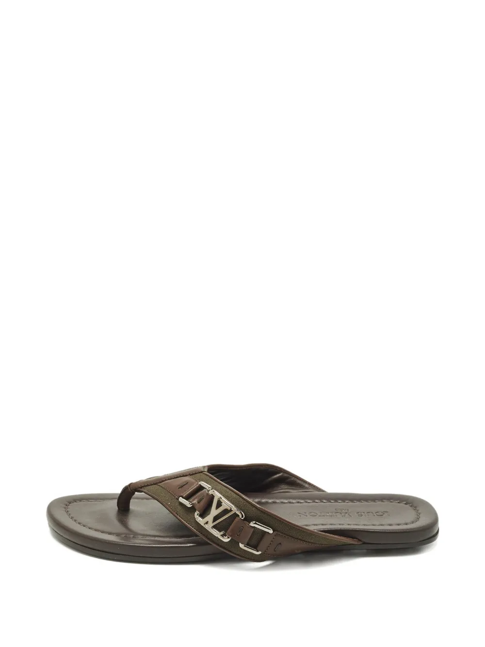 Louis Vuitton Pre-Owned leather logo flat sandals - Marrone