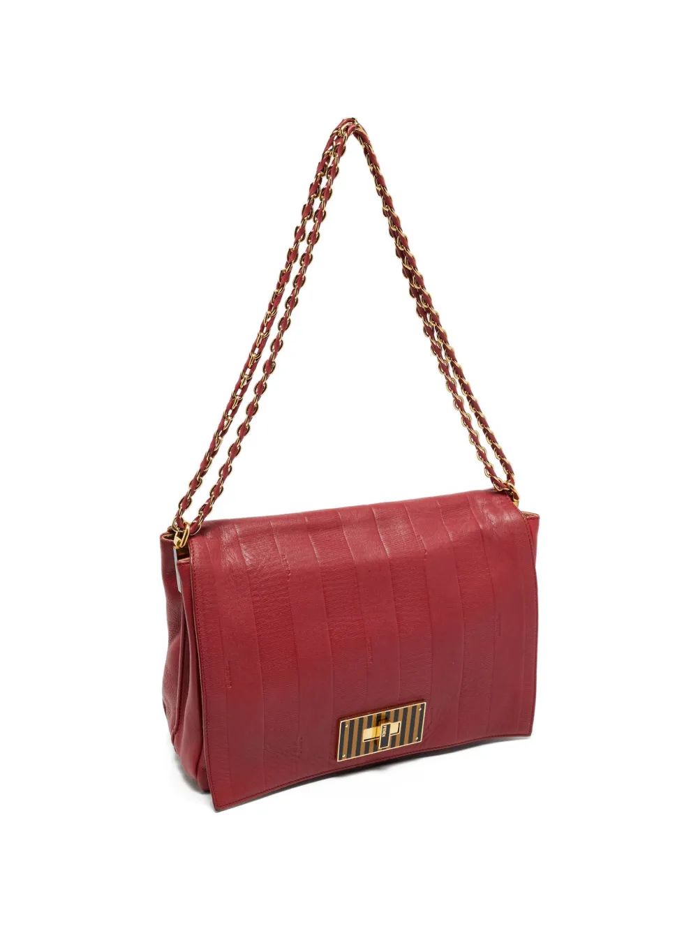 Fendi Pre-Owned 2012 Claudia embossed leather shoulder bag - Rosso