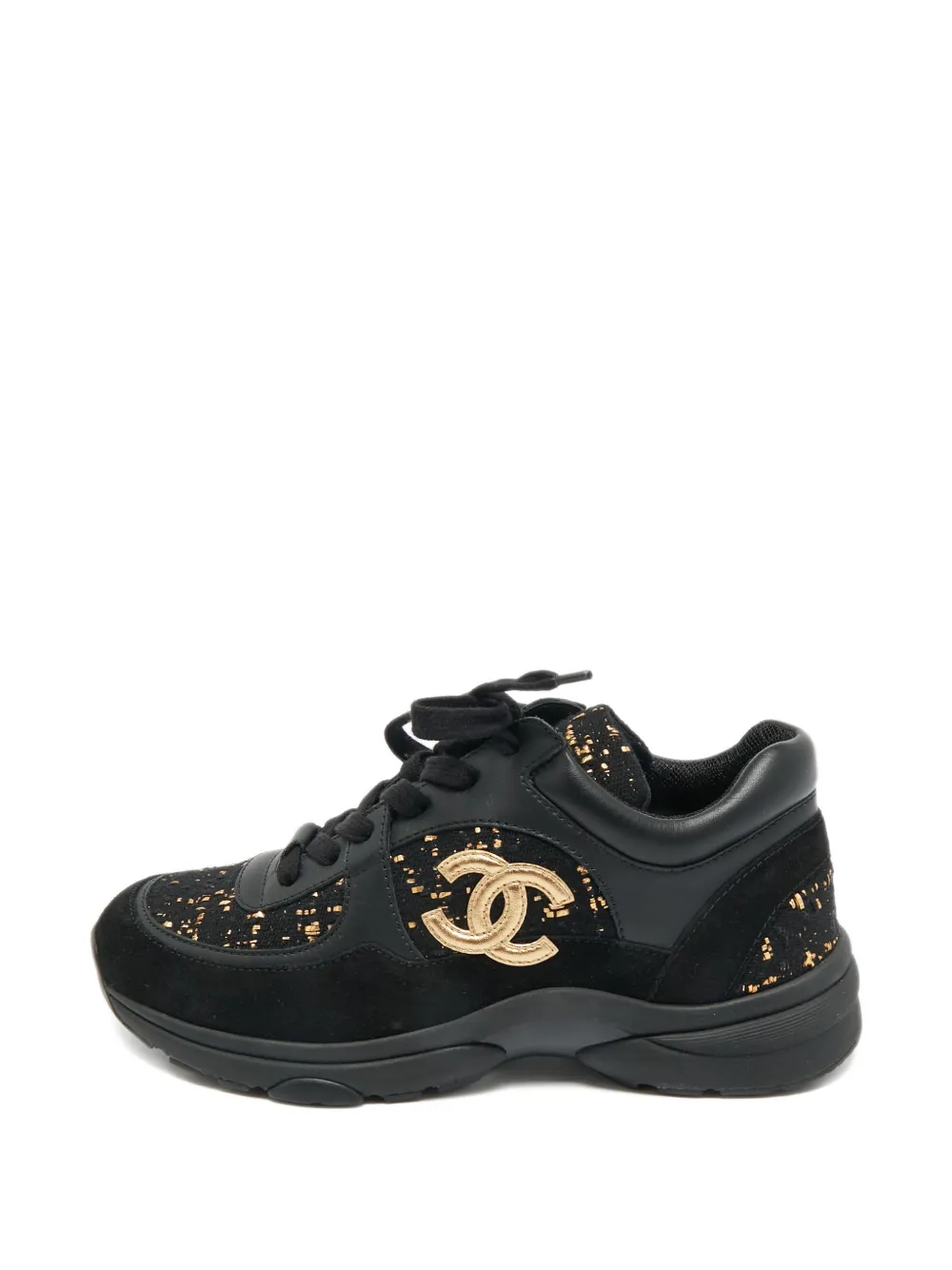 CHANEL Pre-Owned leather logo sneakers - Schwarz