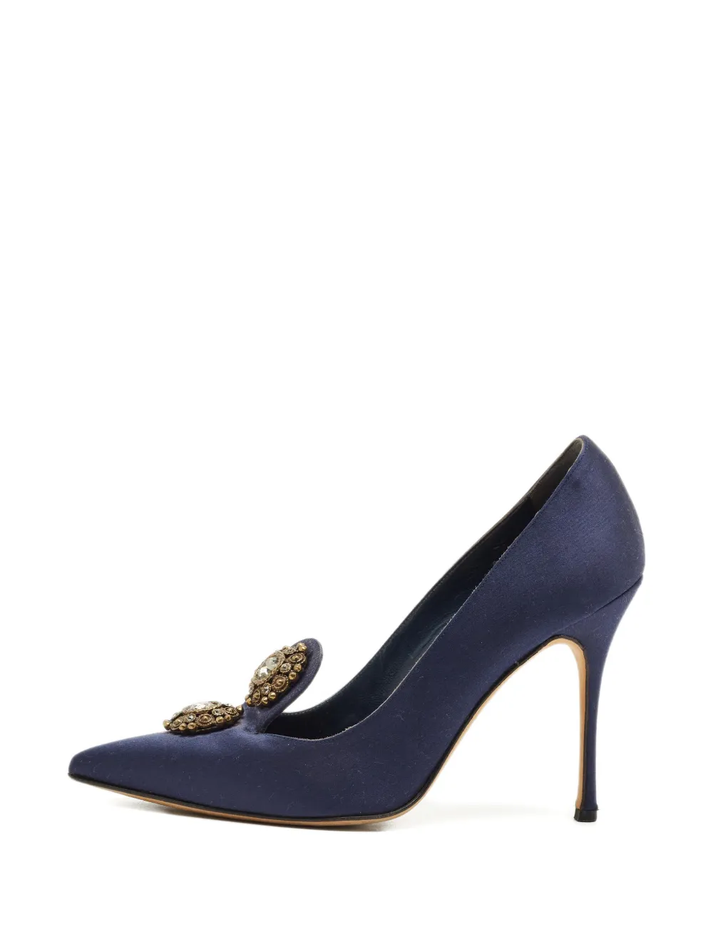 Manolo Blahnik satin crystal pumps - Blau