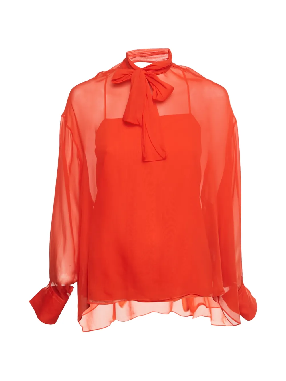 PUCCI Pre-Owned neck-tie silk top - Rosso