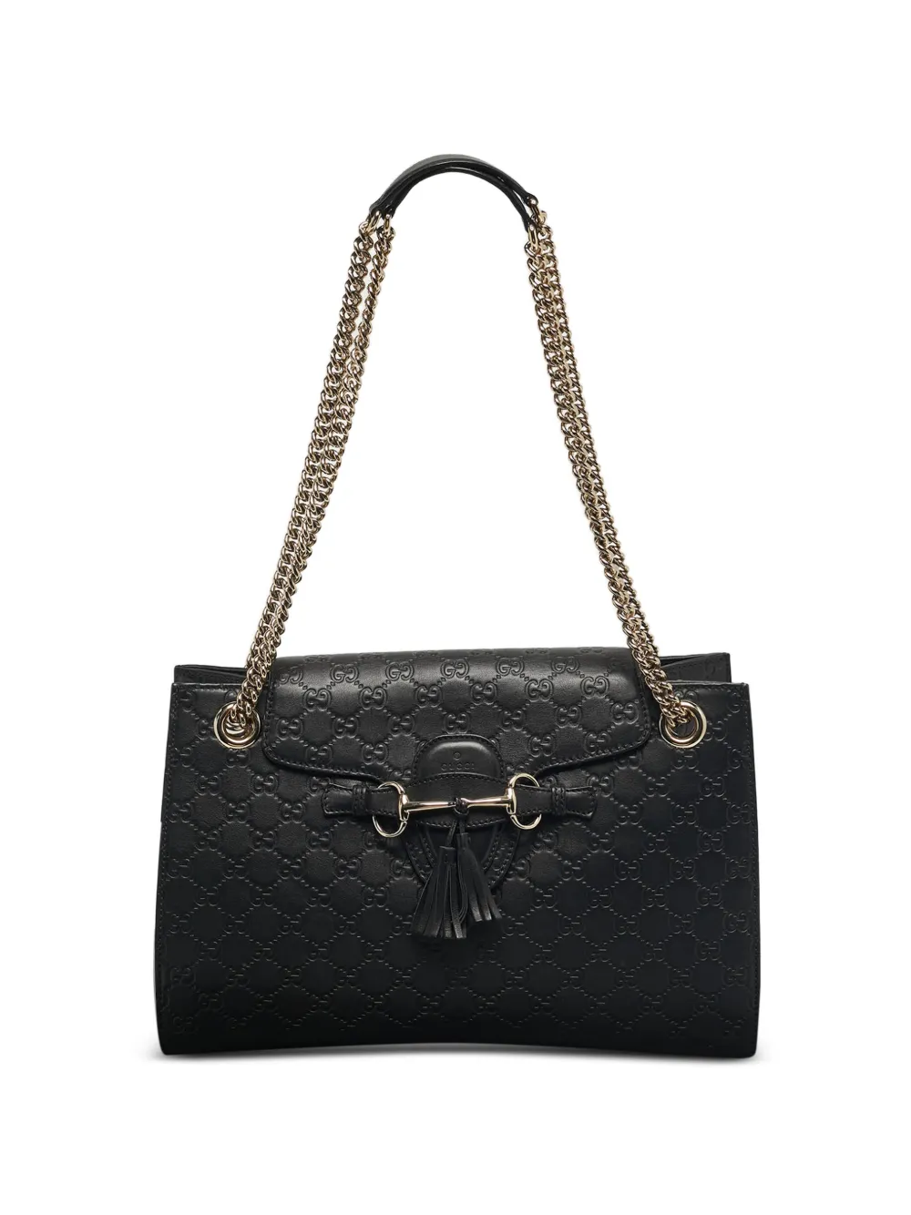 Gucci Pre-Owned embossed-horsebit chain-strap shoulder bag - Nero